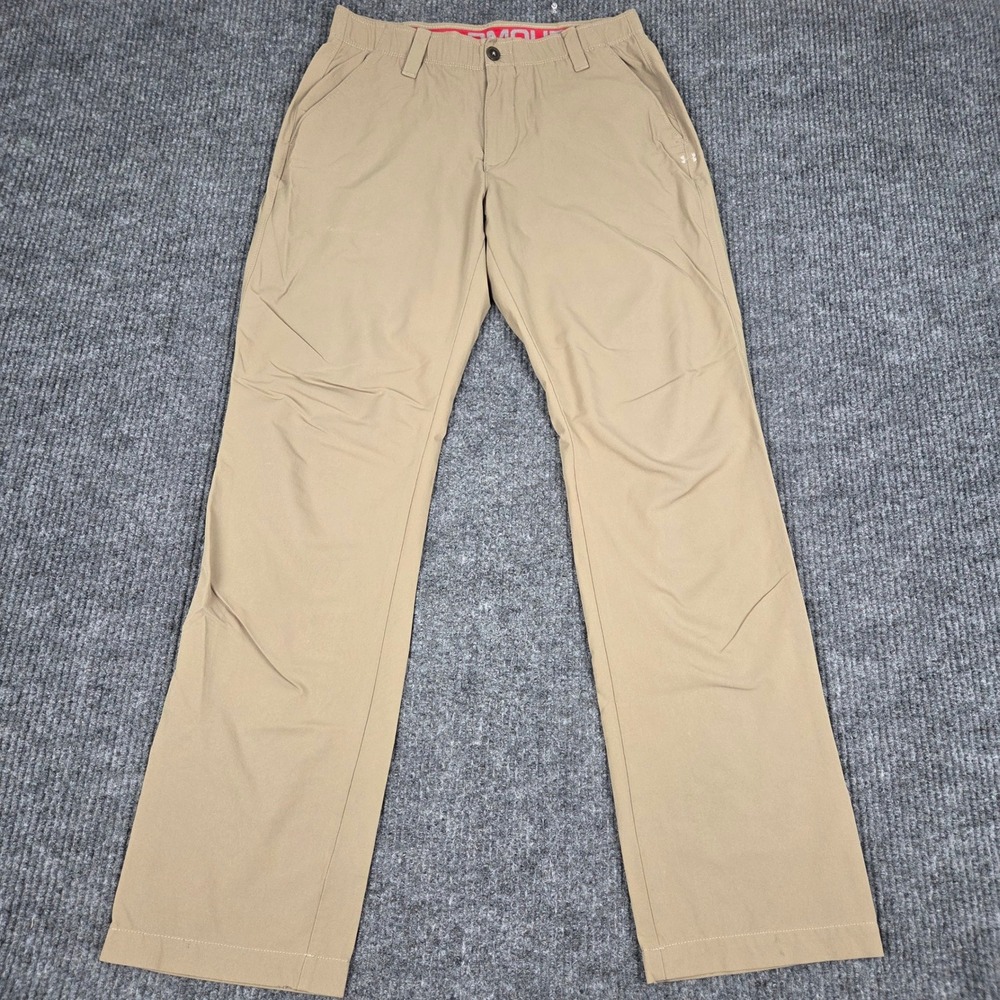 Under Armour Mens Match Play Golf Pants Khaki Tan Straight Leg 32x32 1248919-290